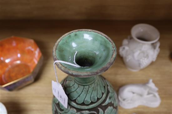 A Chinese Cizhou type green glazed vase height 25cm